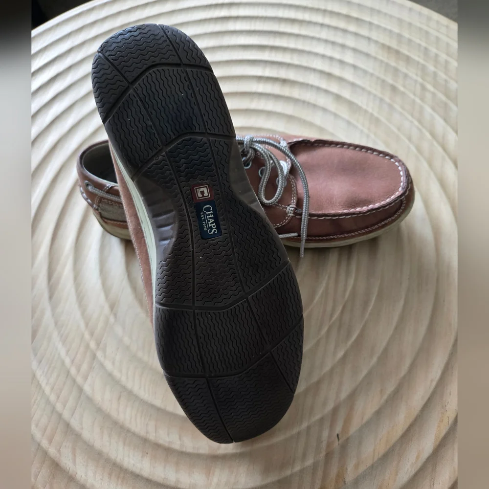 Chaps Leather Men's Boat Deck Loafers Size 10.5 Euc